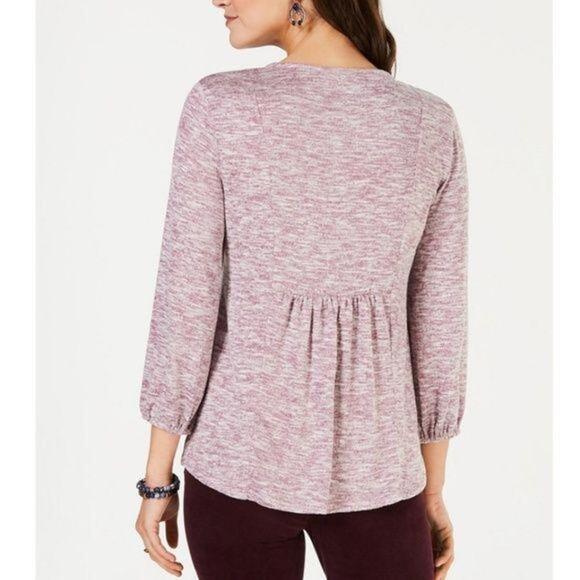 STYLE & CO Pleated Tassel-Tie Top - Picture 2 of 3